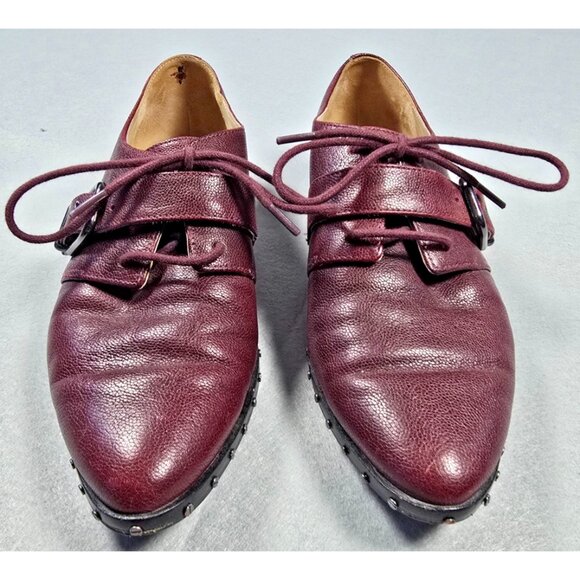 VTG Via Spiga Ladonna Bordeaux Stud Loafers 5M - Picture 3 of 16